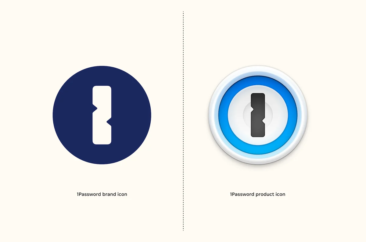 1Password keyhole mark: flat and app-icon versions