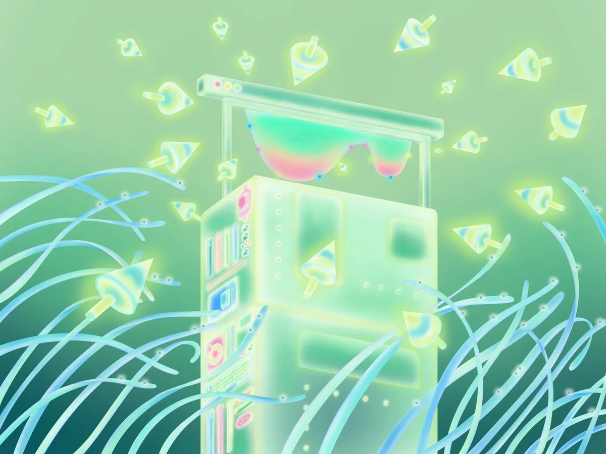 Ilustración de cubo 3D verde en el estilo de ilustración de Adobe