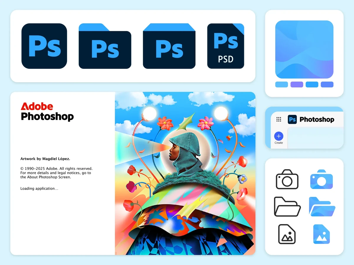 Icono de app y pantalla de carga de Adobe Photoshop