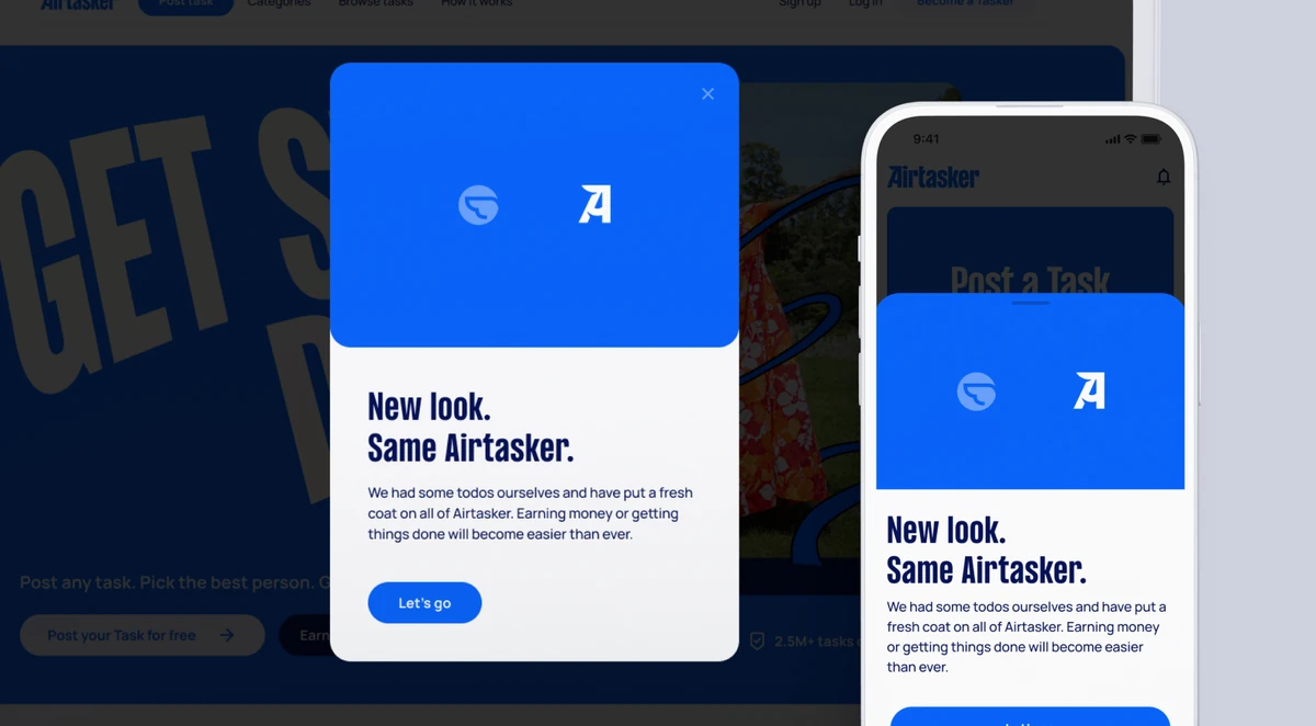 App de Airtasker: «New look. Same Airtasker.»