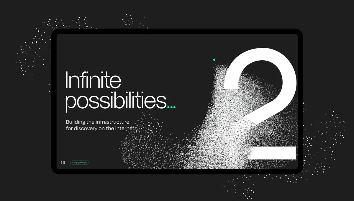 Diapositiva de Amply: «Infinite possibilities» con un numeral grande