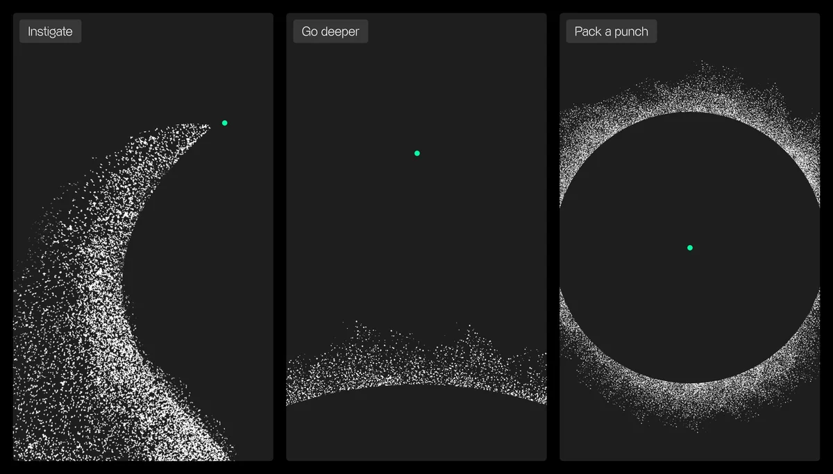 Gráficos de arcos de partículas de Amply sobre negro