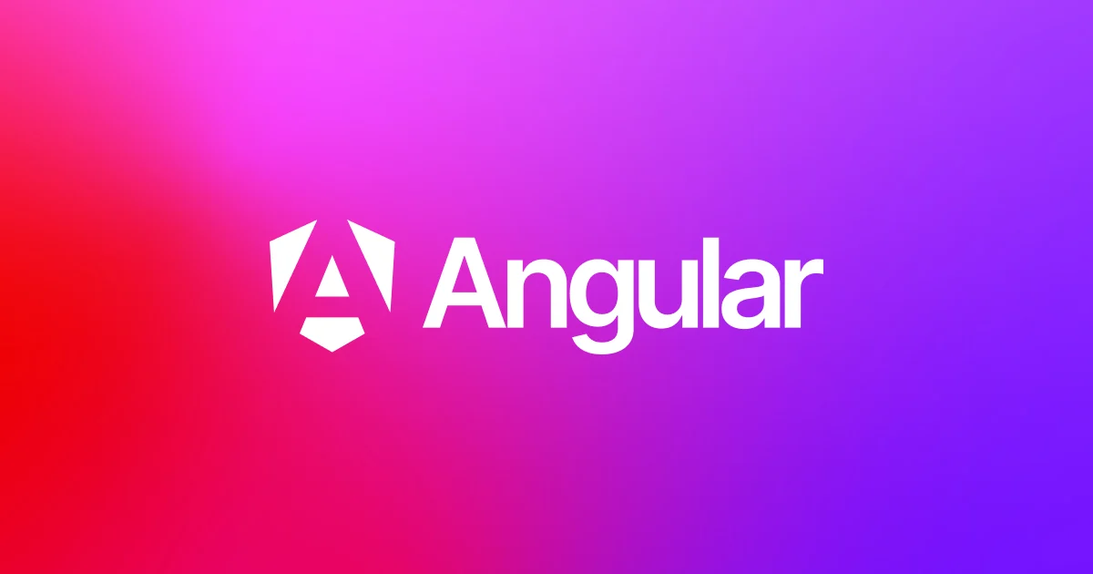 Angular logo on a magenta-to-violet gradient