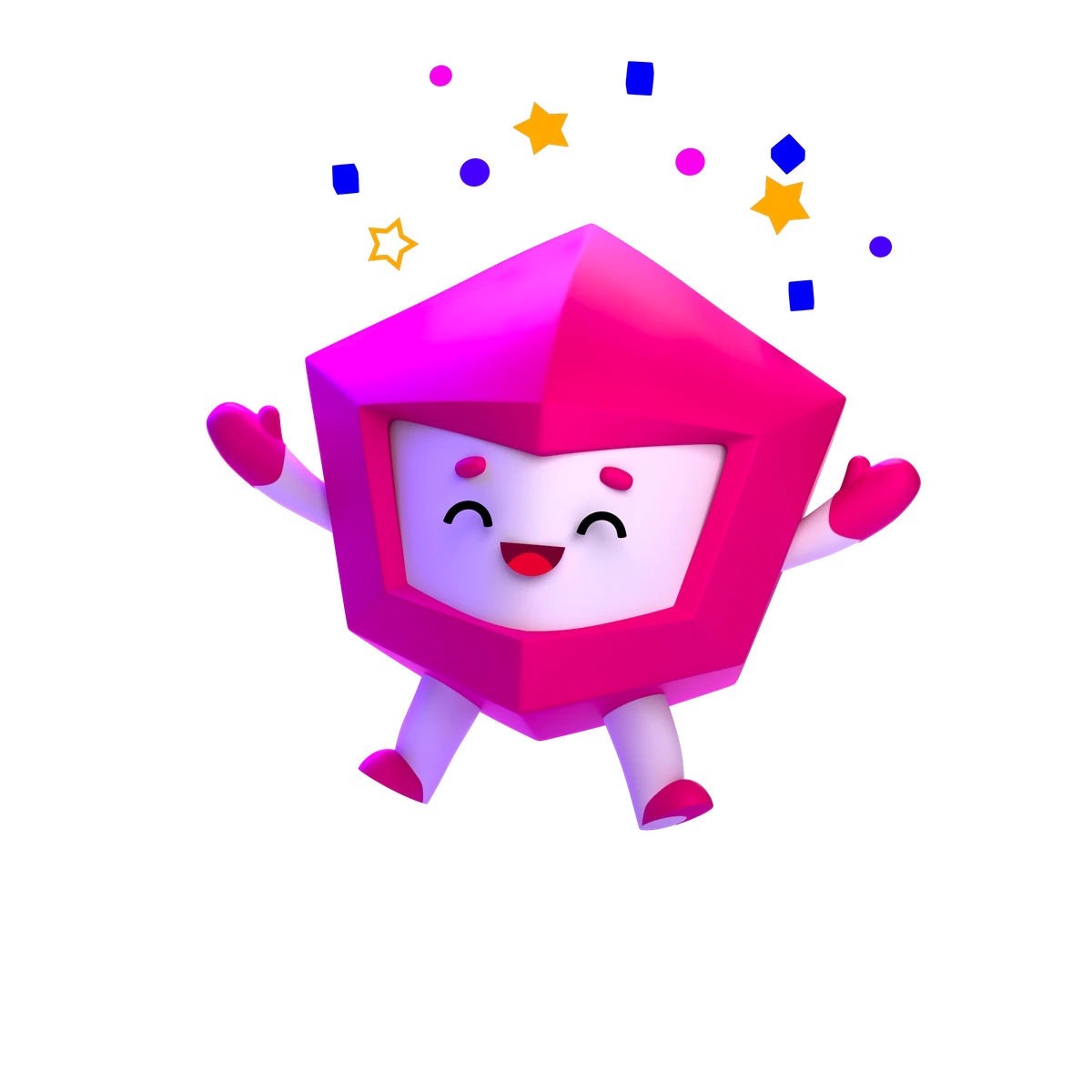 Angular mascot character in pink and purple