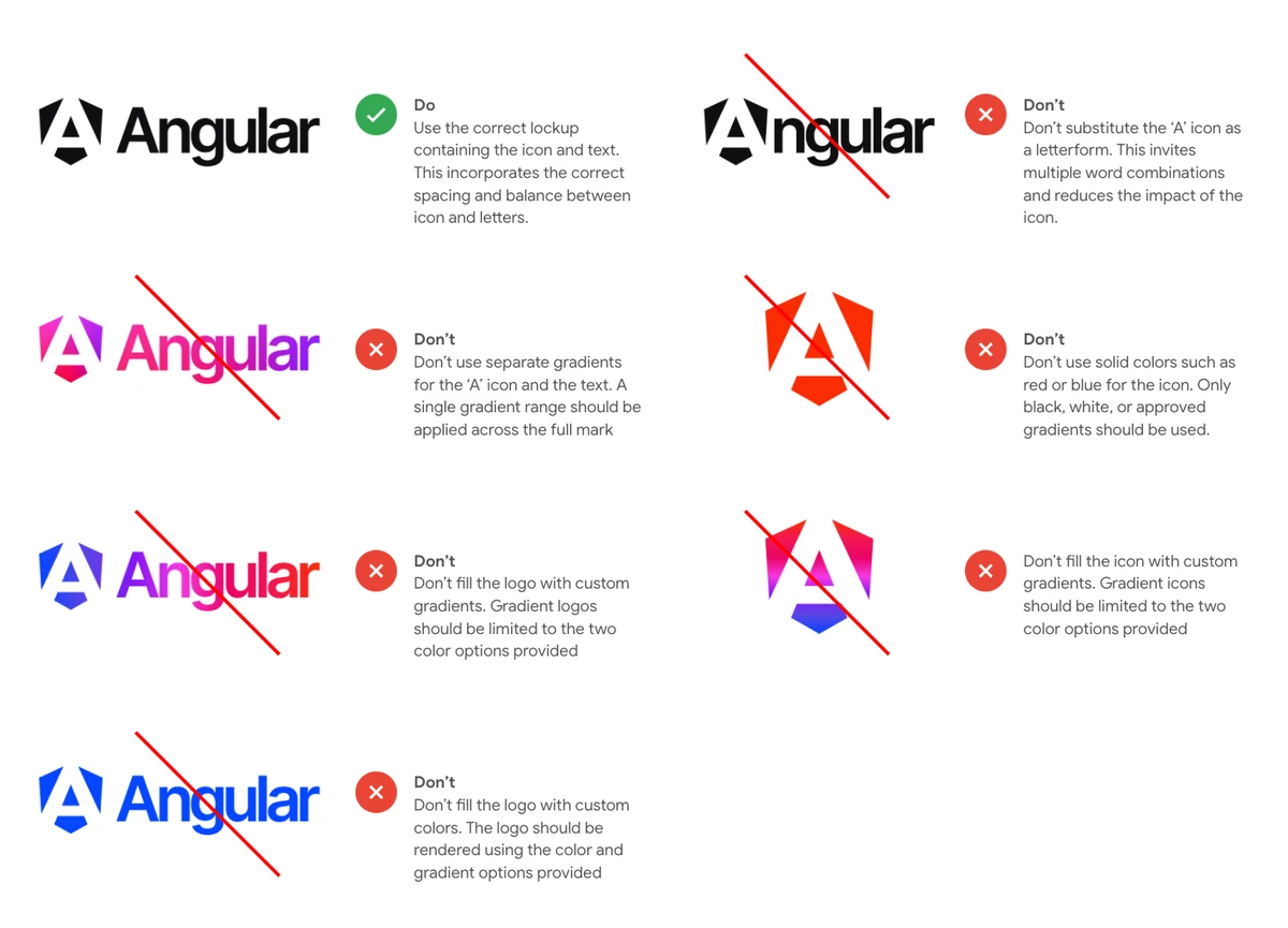 Angular logo usage do's and don'ts
