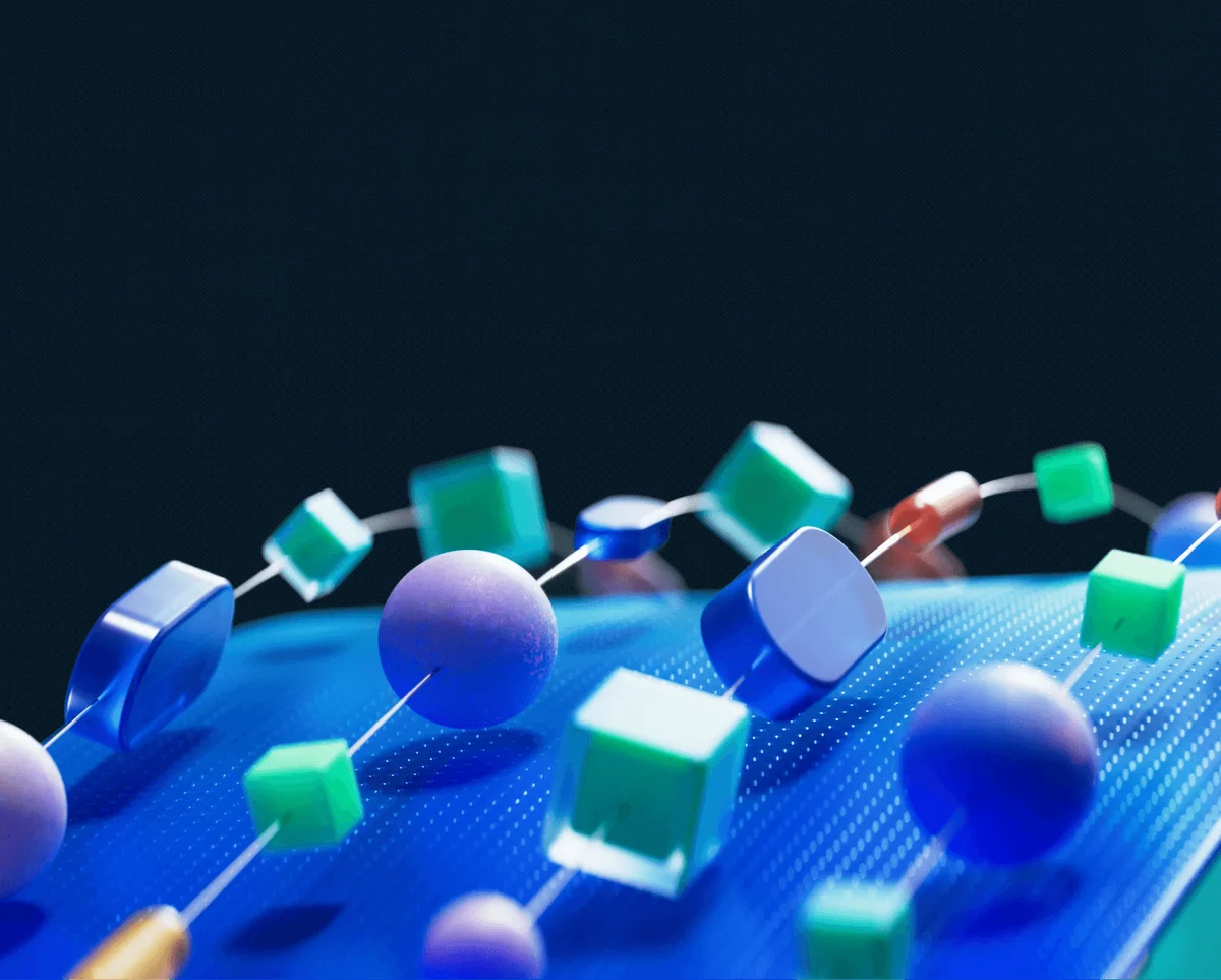 Azure 3D blue and green cube composition