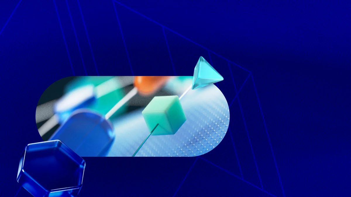 Azure 3D cloud shape with floating blocks