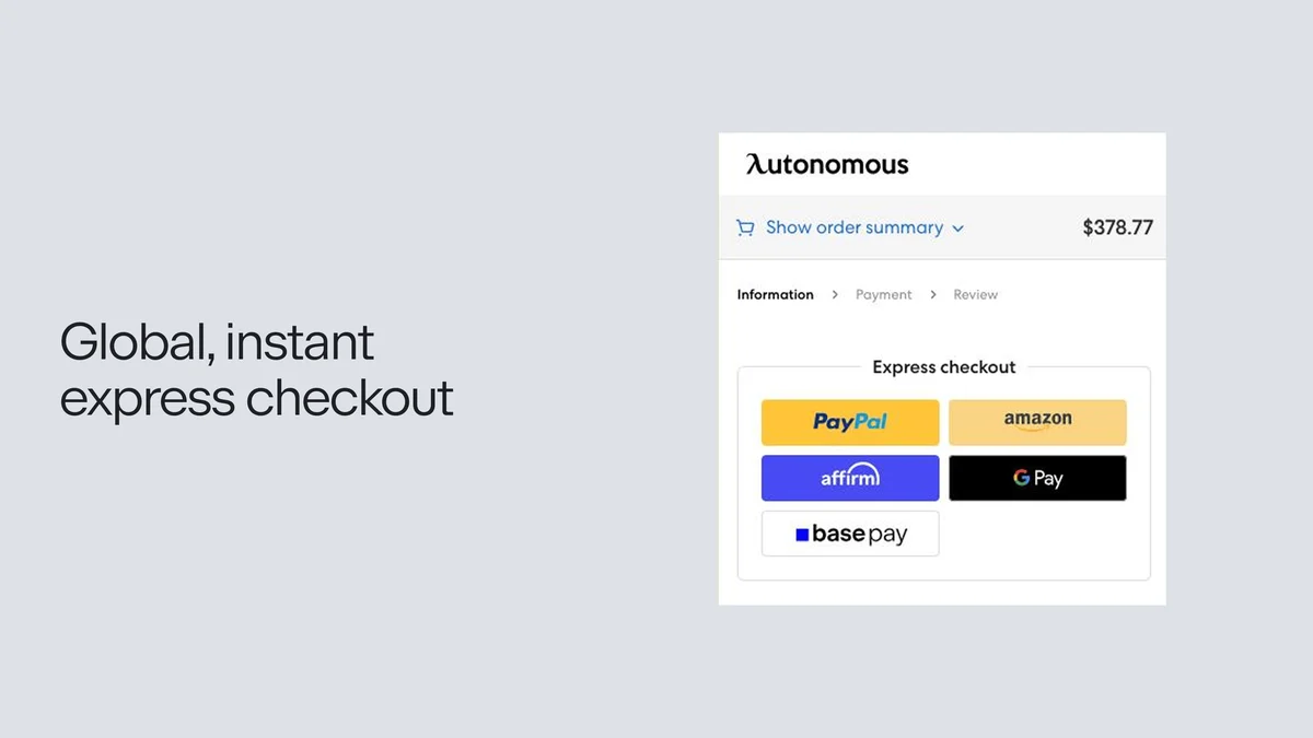 Interfaz de usuario base «Global, instant express checkout»