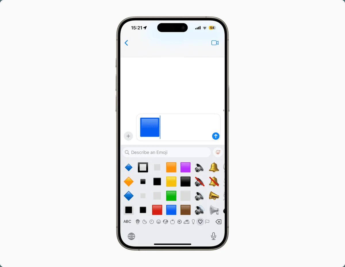 Teléfono con una cuadrícula de emojis de glifo cuadrado de Base