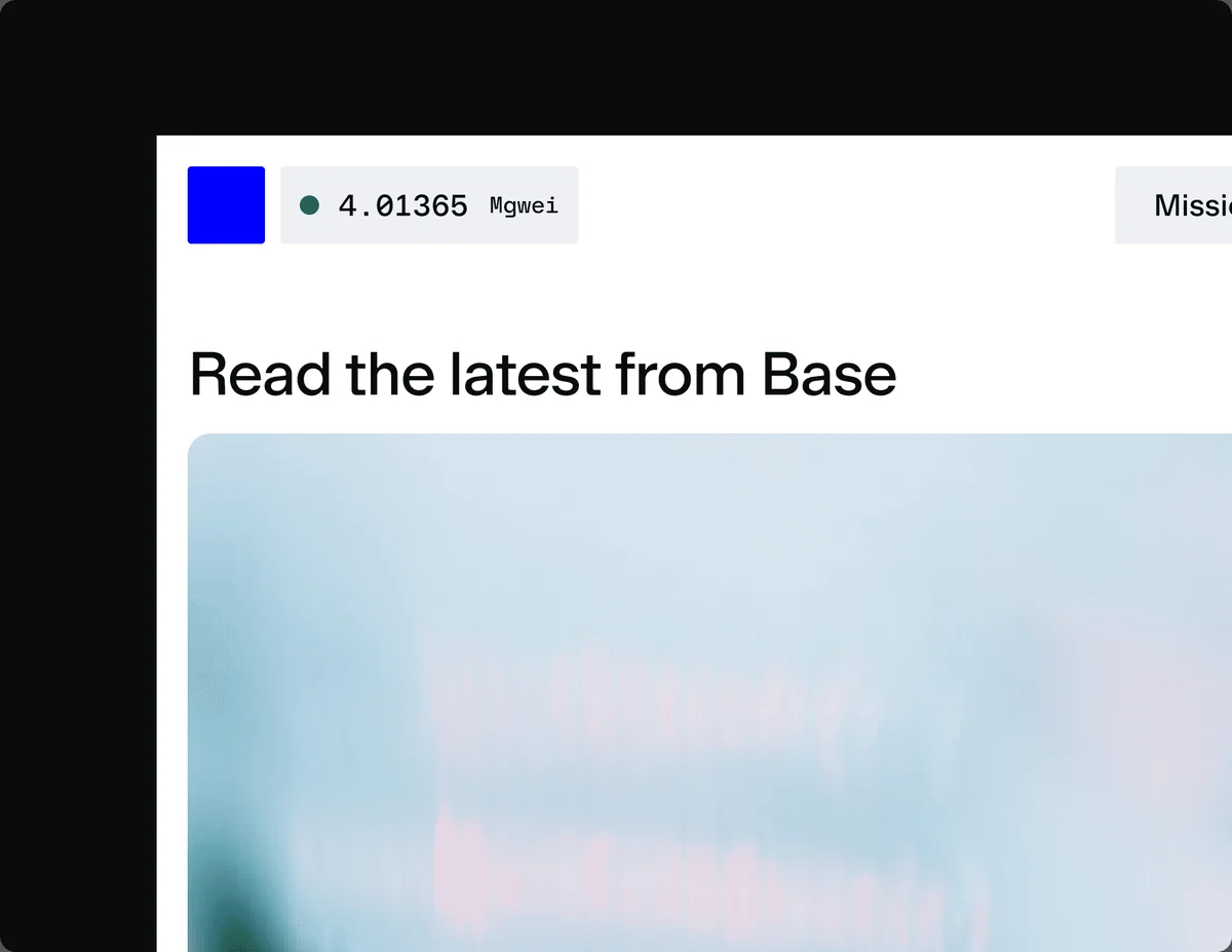 Interfaz del blog de Base: «Read the latest from Base»