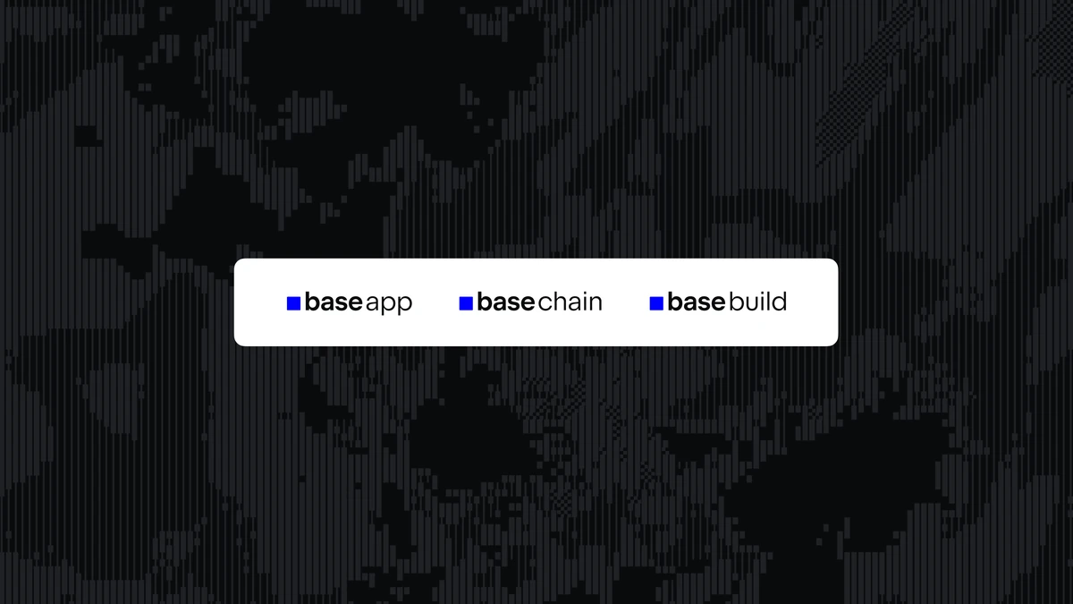 Lockups de Base, Base App y Base Build sobre fondo oscuro