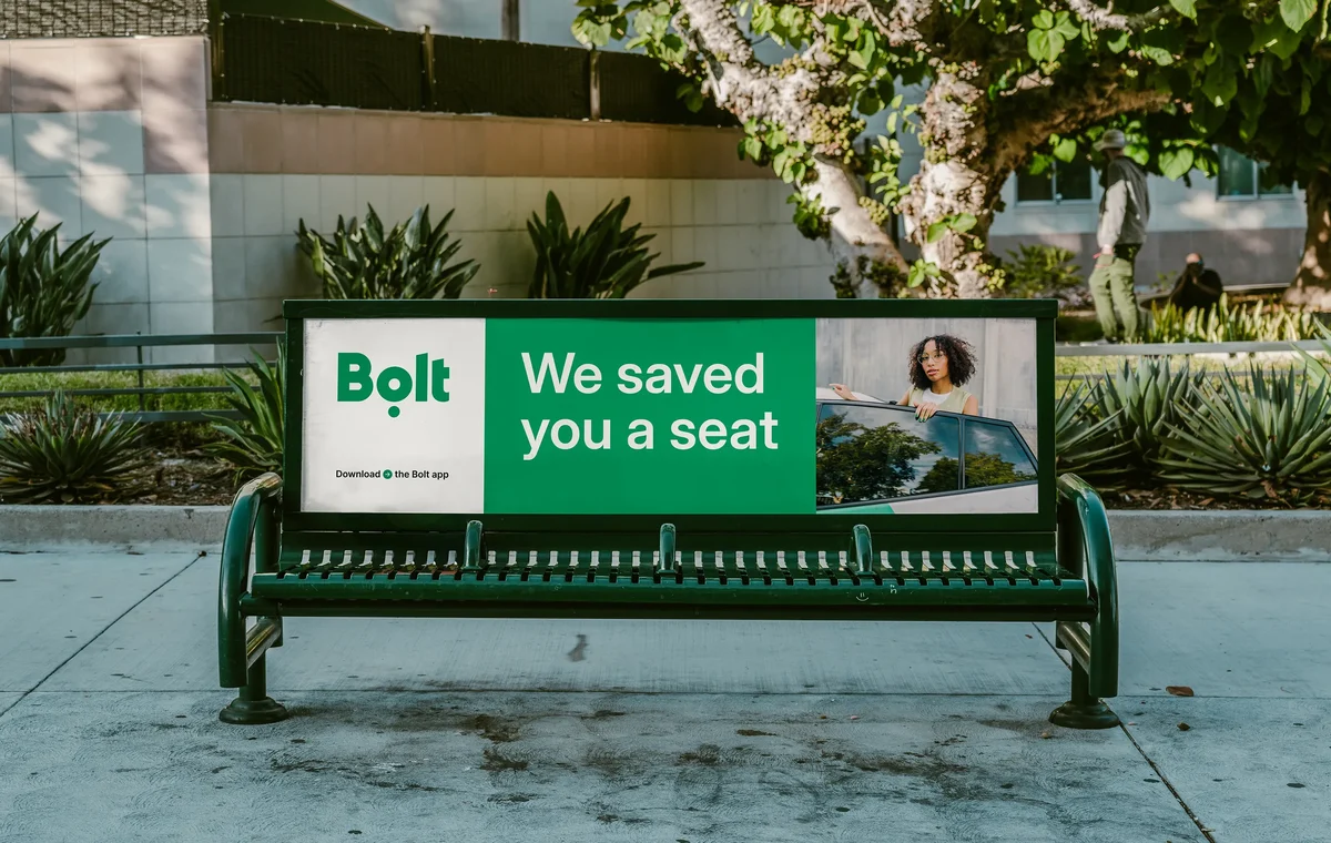 Bolt bench ad: 'We saved you a seat'