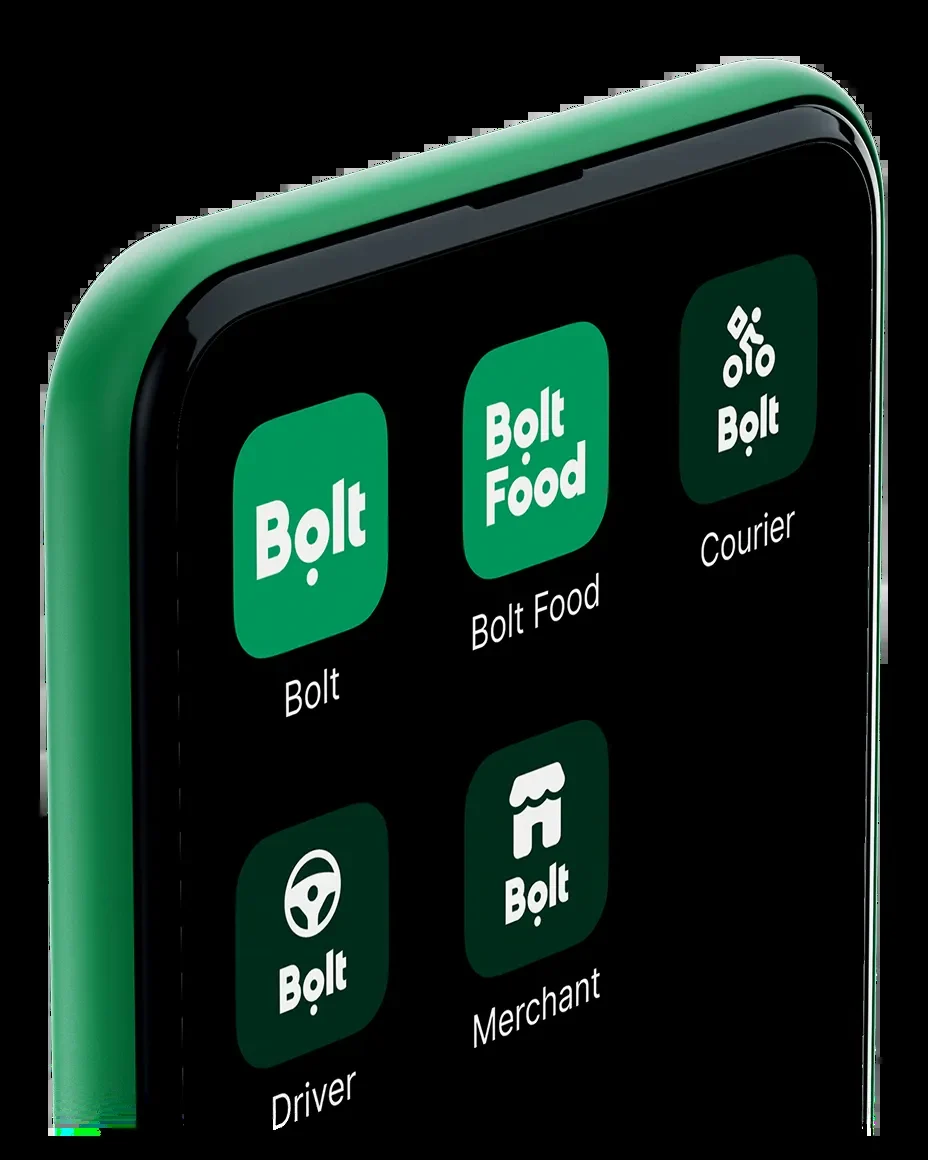Bolt app icons on a phone