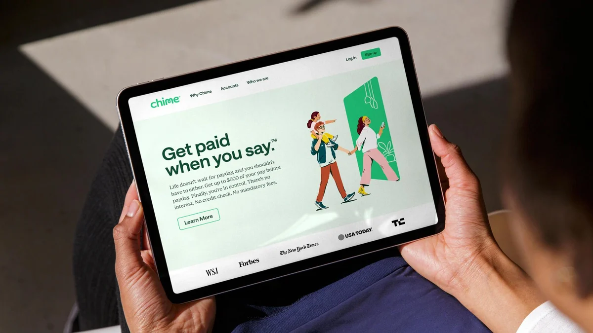 Chime app on a tablet in hand