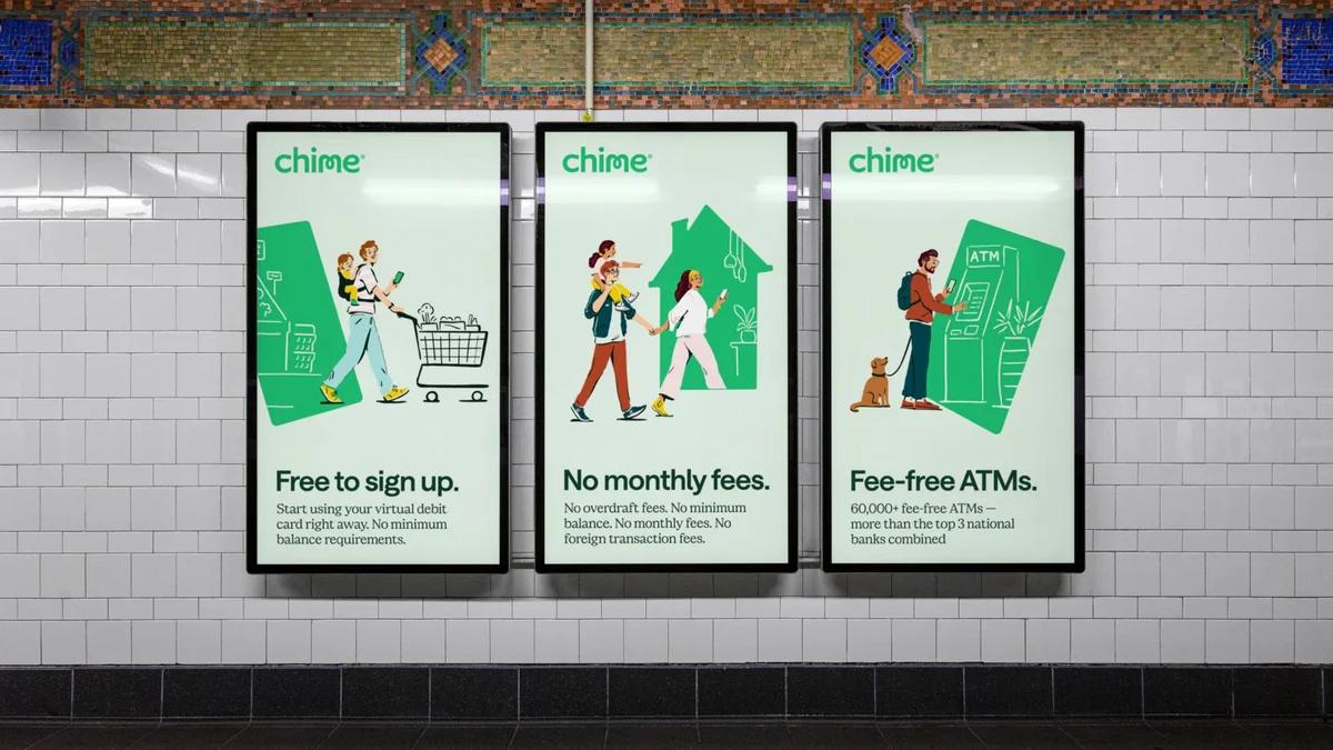 Chime posters in a subway station