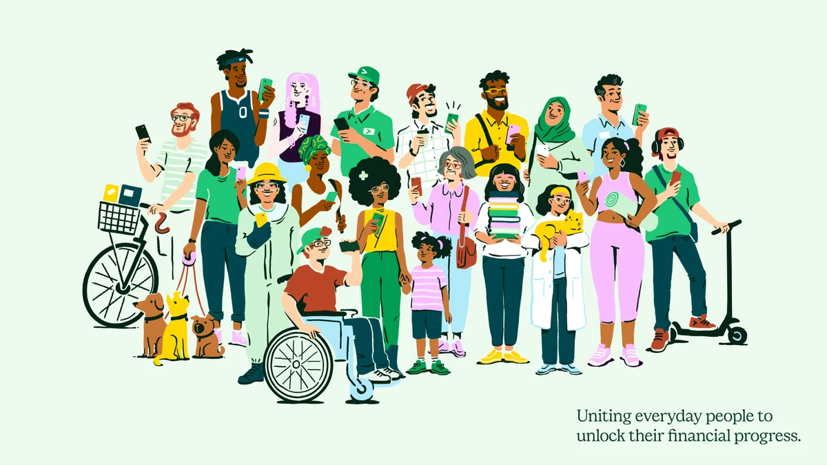 Chime illustration of a diverse crowd of people