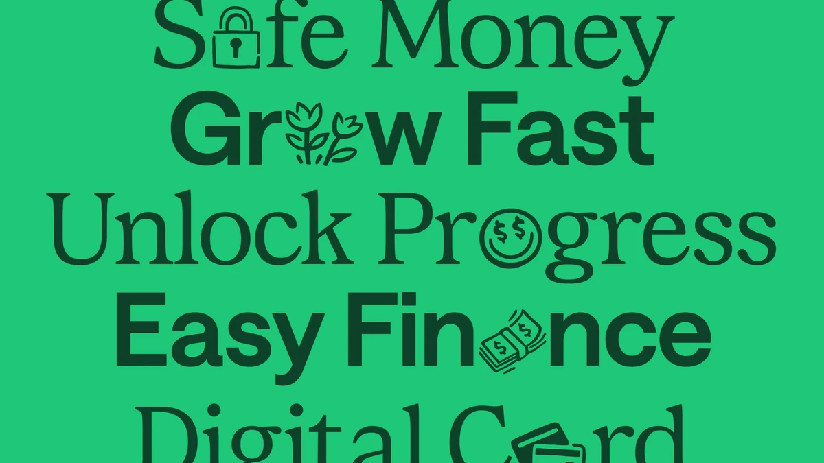 Chime typography poster: 'Safe Money, Grow Fast…'