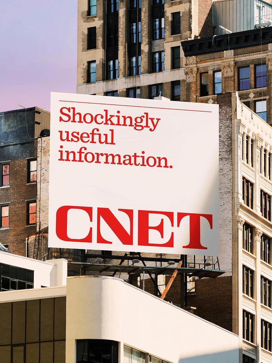 CNET billboard: 'Shockingly useful information.'