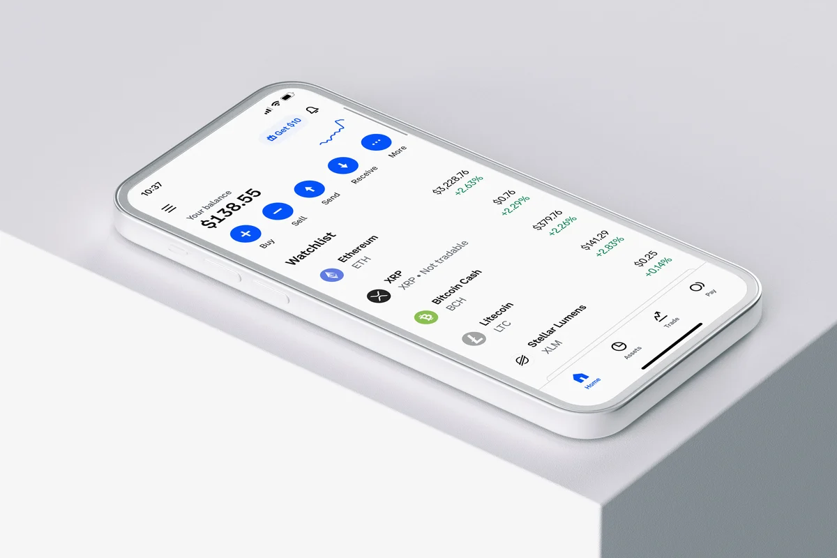 Coinbase app on a phone