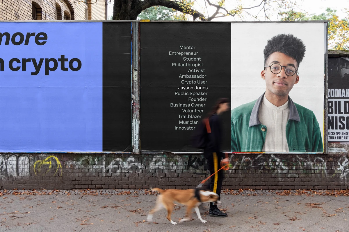 Coinbase street poster: 'more crypto'