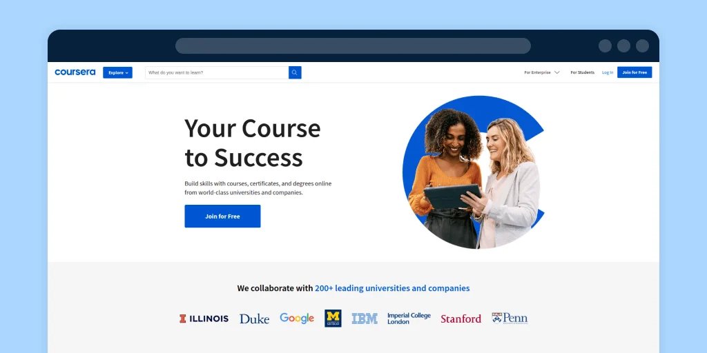 Coursera course page: 'Your Course to Success'