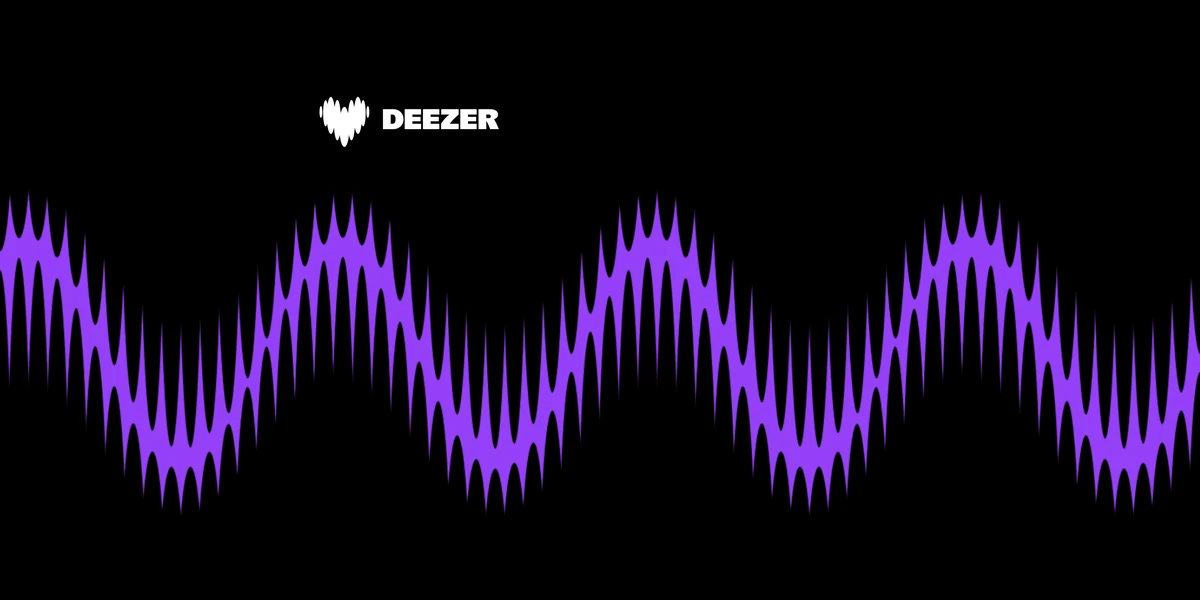 Deezer purple sound-wave motif on black