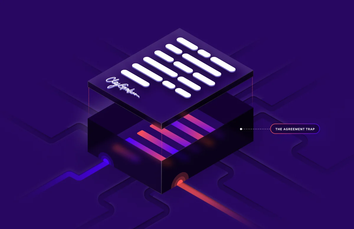 Docusign data-grid graphic on purple