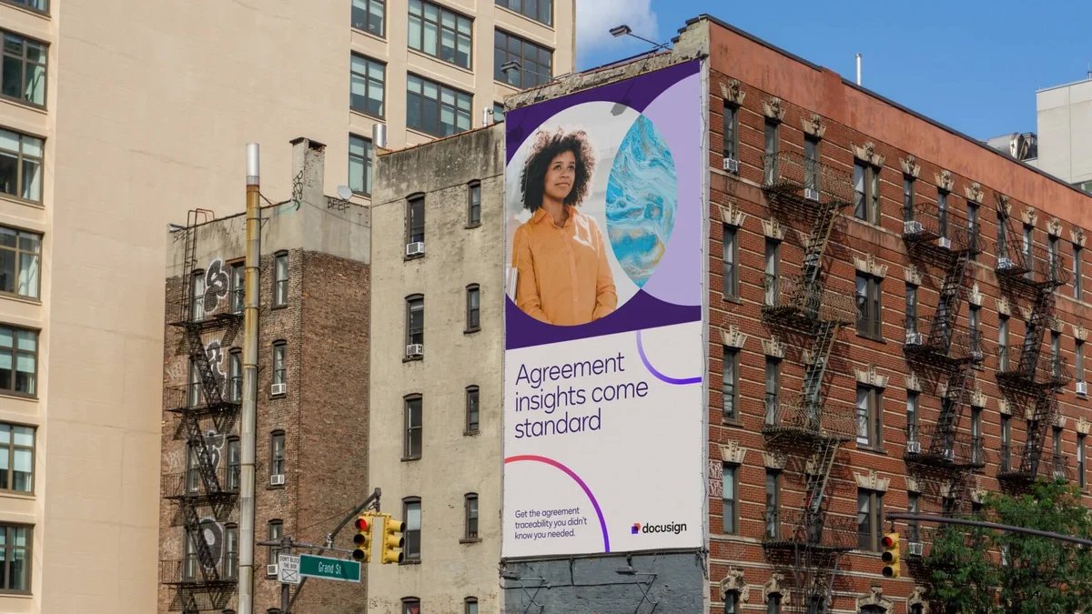 Docusign billboard on a city building
