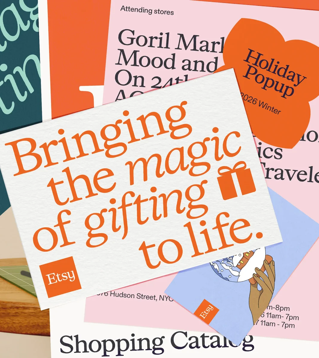 Portada del catálogo de regalos de Etsy: «Bringing the magic of gifting to life»