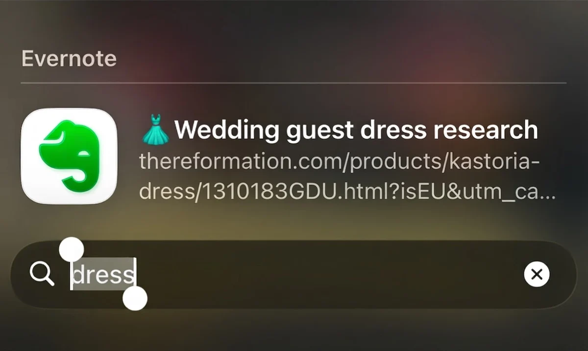 Find Evernote notes from your iPhone's Search