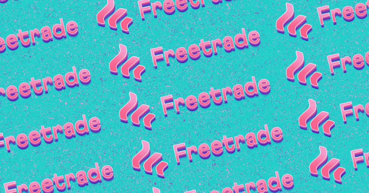 Patrón repetido del logotipo de Freetrade sobre turquesa