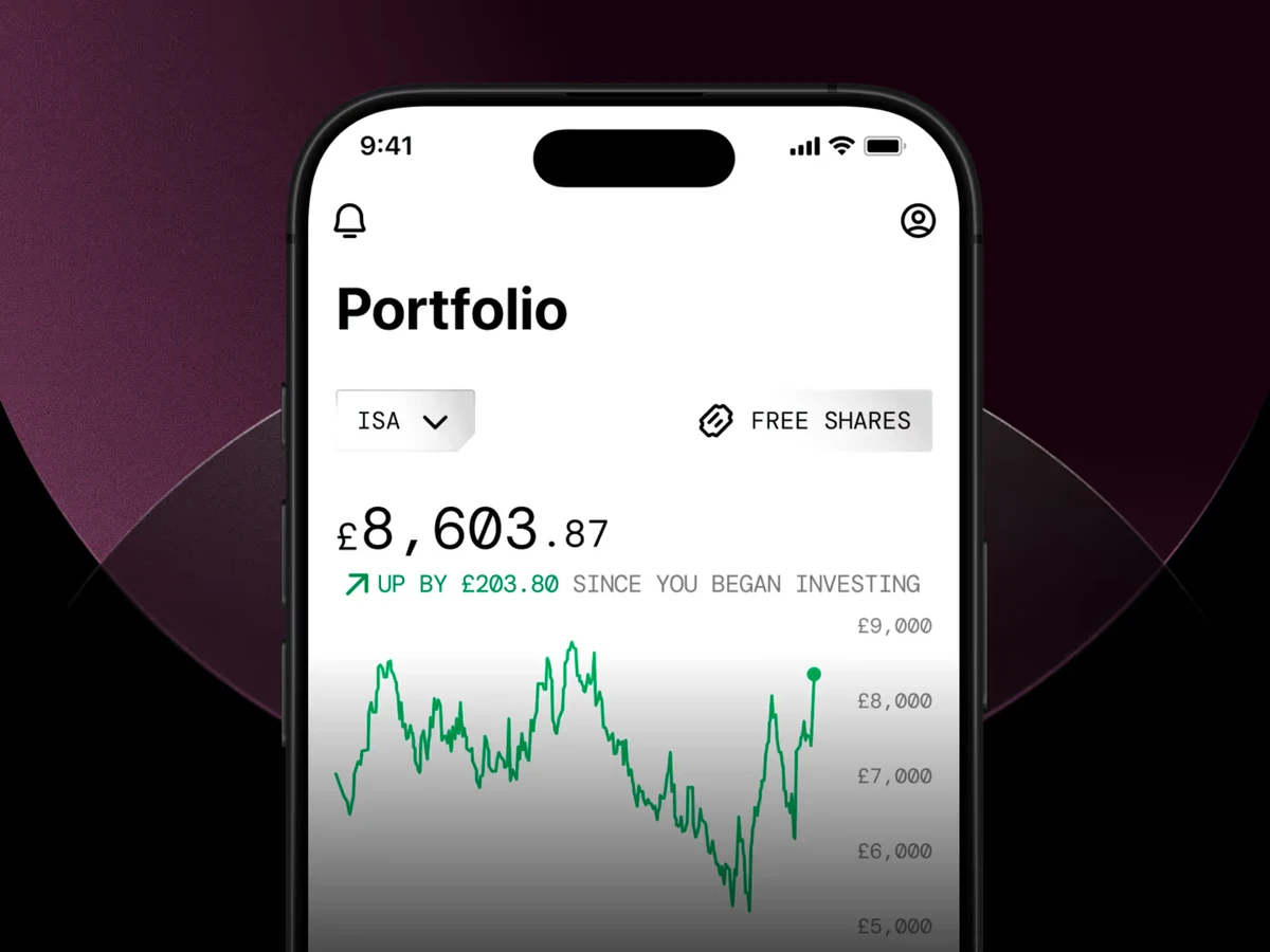 Pantalla de cartera de la app de Freetrade en un teléfono