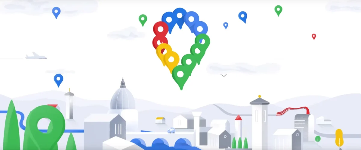 Google Maps pin icon above a map