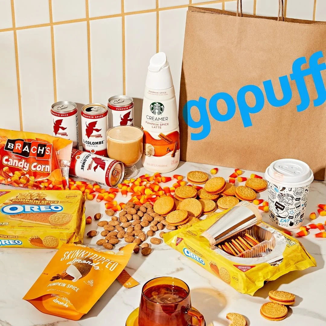 Gopuff bags with snacks and drinks