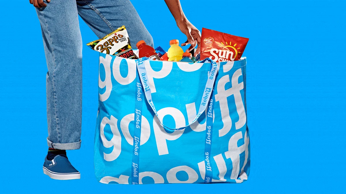 Gopuff bag carried by a person