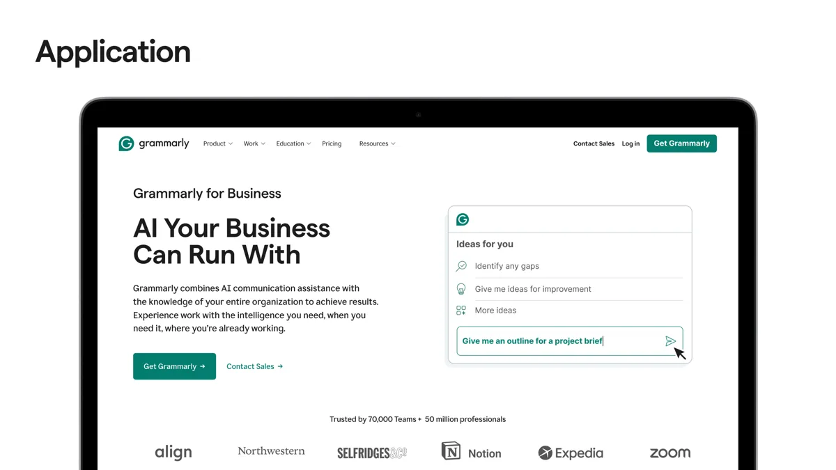 Application: Grammarly for Business website