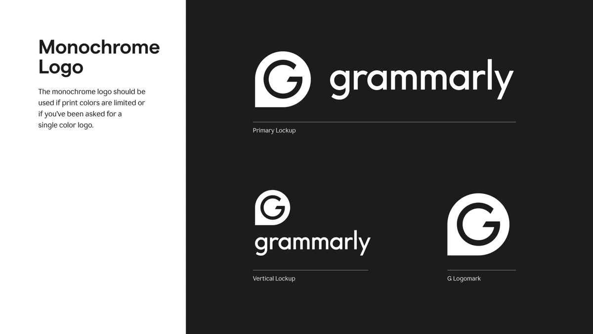 Monochrome logos on dark