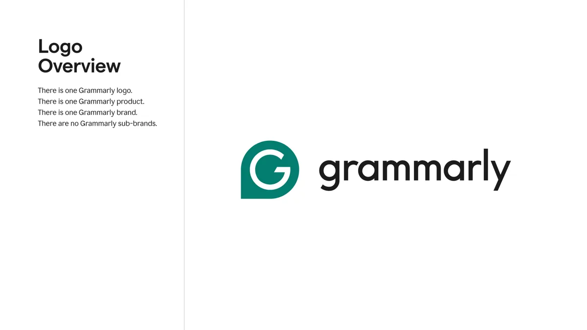 Logo overview: new Grammarly logo and wordmark