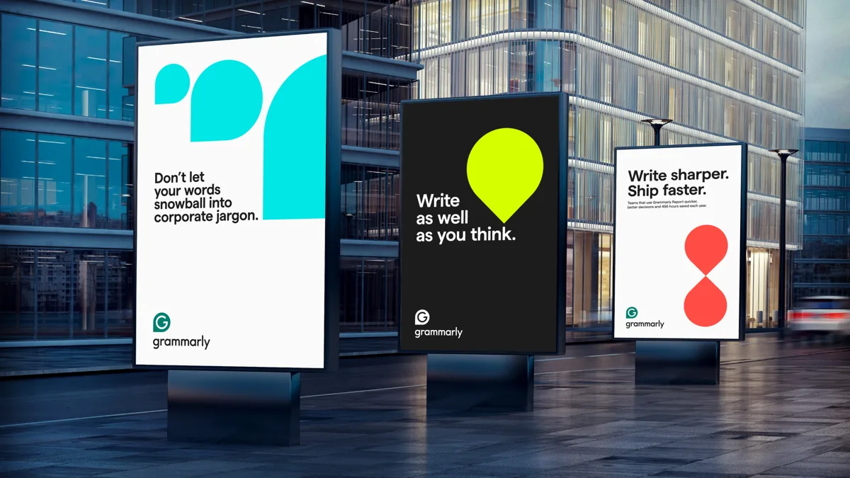 Container shape design elements on outdoor posters