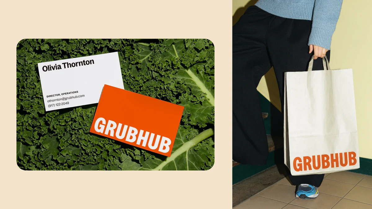 Tarjeta y bolsa de reparto de Grubhub