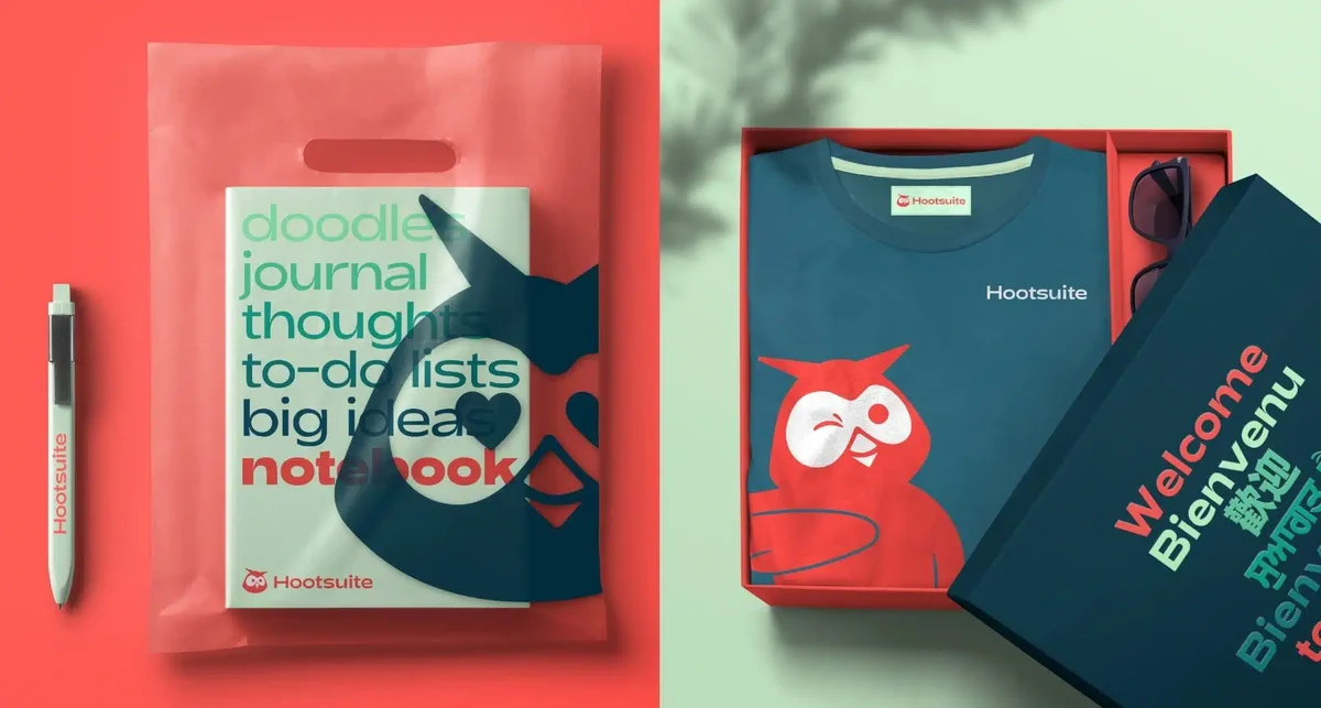 Hootsuite printed collateral on red