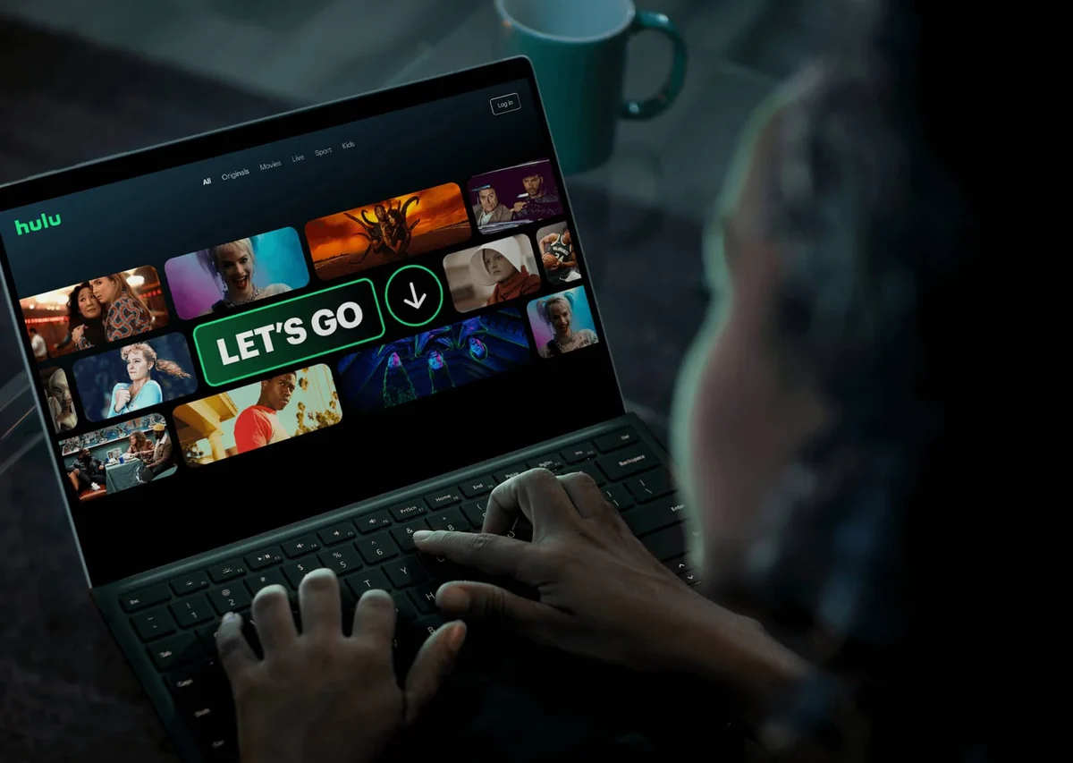Hulu on a laptop in a dark room