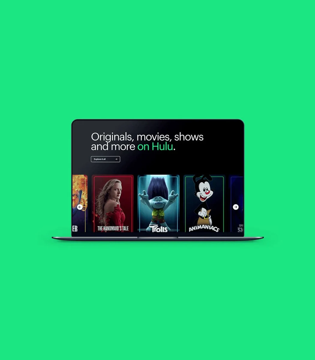 Hulu on a laptop on green