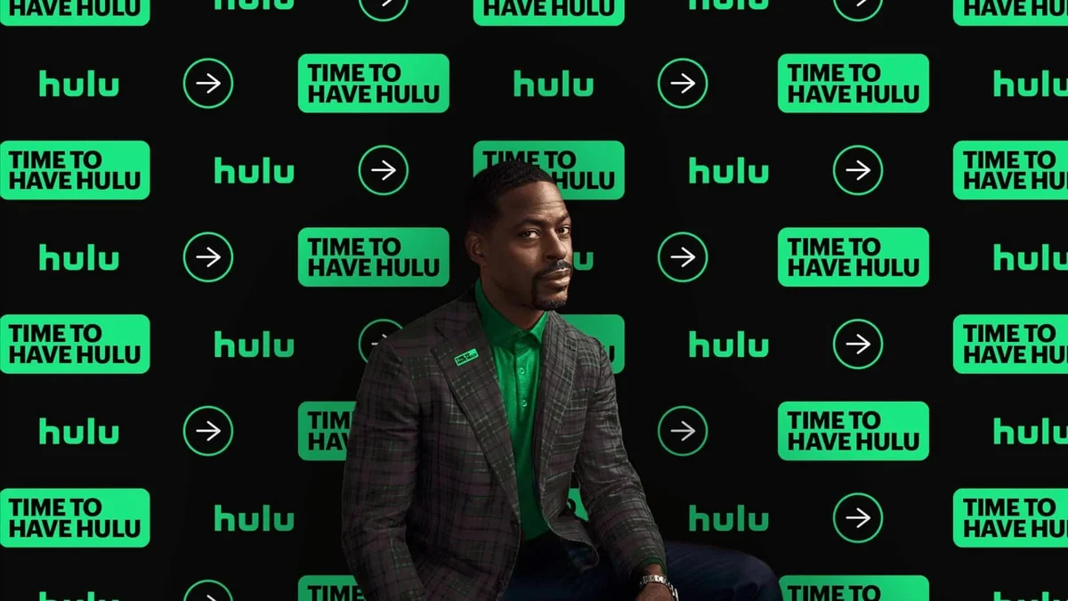 Hulu promo tile wall on black