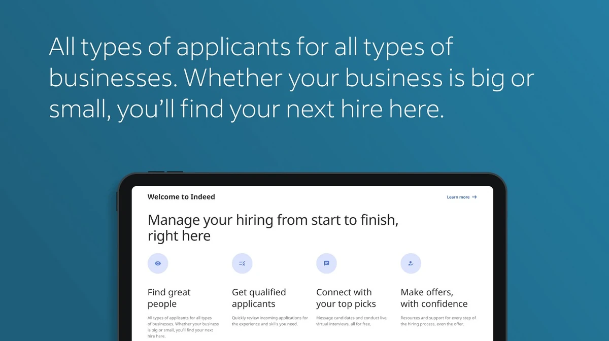 Indeed employer page in a laptop mockup