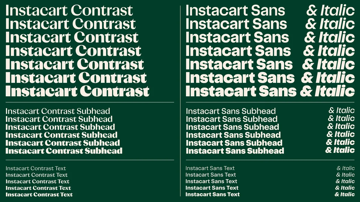 Instacart Sans and Contrast type specimen