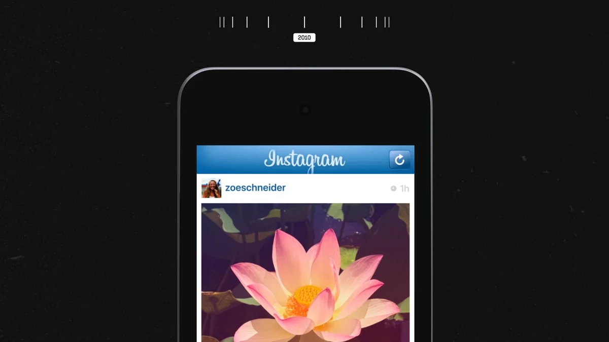 App de Instagram antigua mostrada en un iPhone viejo