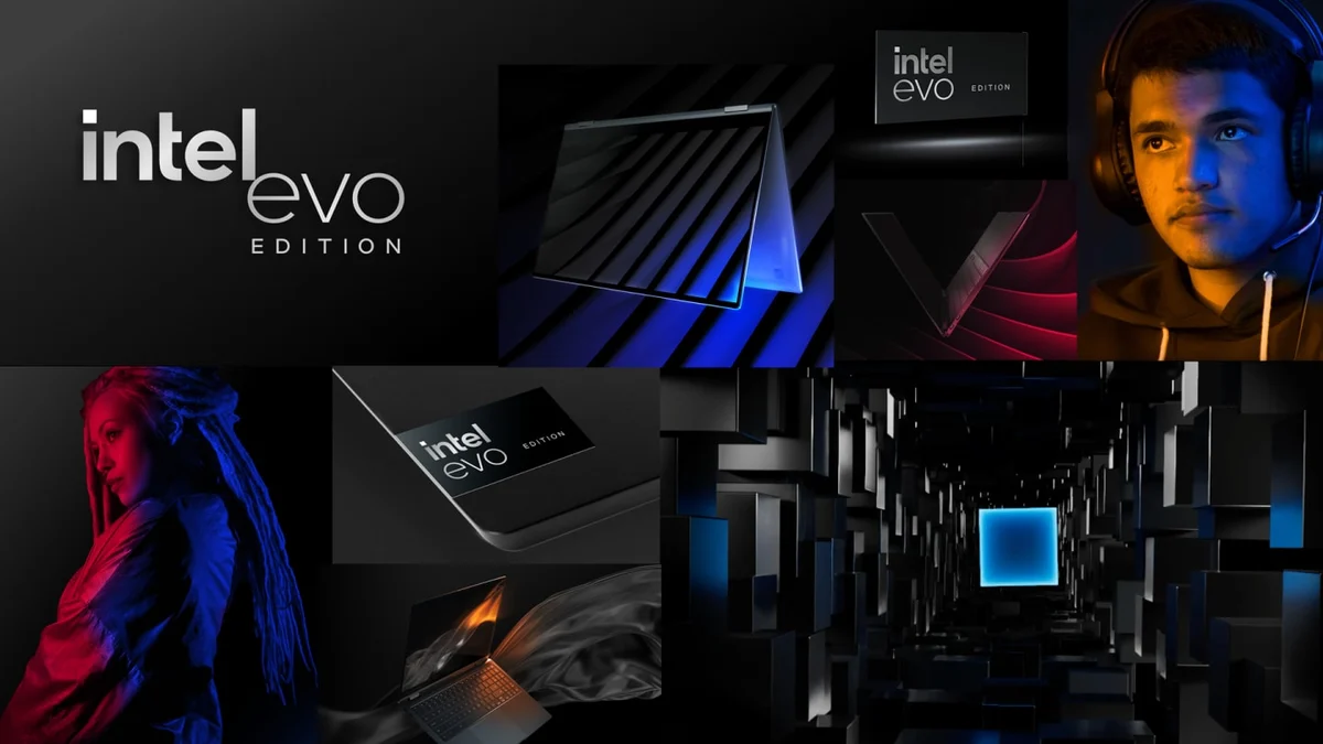 Intel Evo brand applications on black