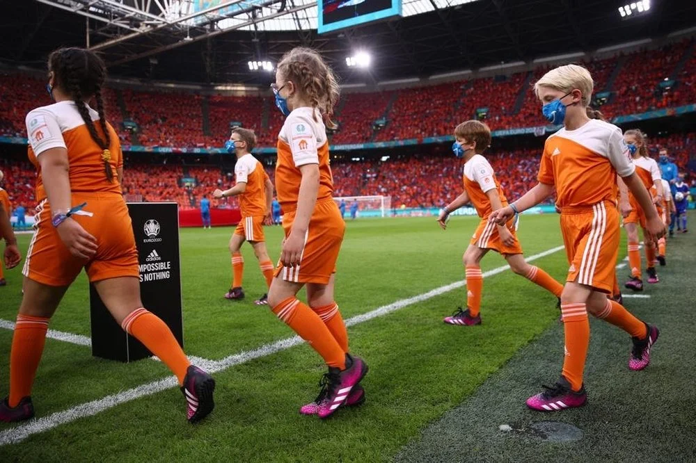 Just Eat sponsored players on a pitch
