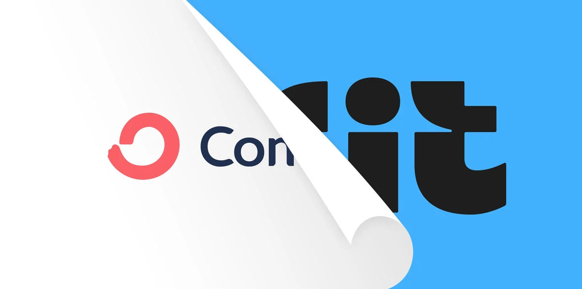 Logotipo de Kit que se despega y deja ver el antiguo logo de ConvertKit